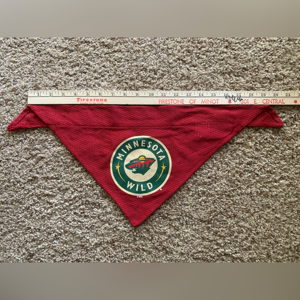 Minnesota Wild hockey slide on dog bandana.